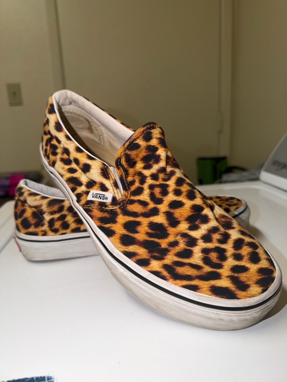 Vans Leopard Print Slip-Ons in Black and Brown